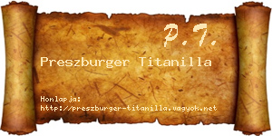 Preszburger Titanilla névjegykártya